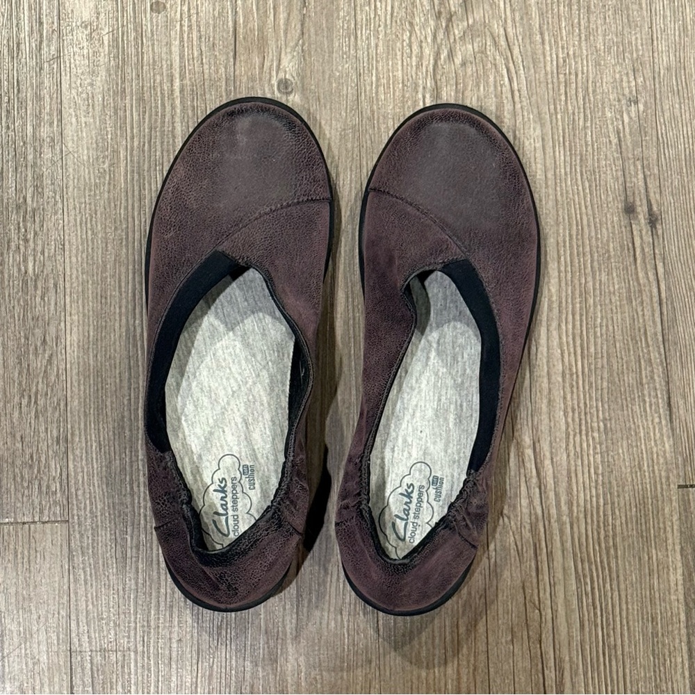 Clarks Dark Brown Cloud Steppers Leather Flats Size 7.5